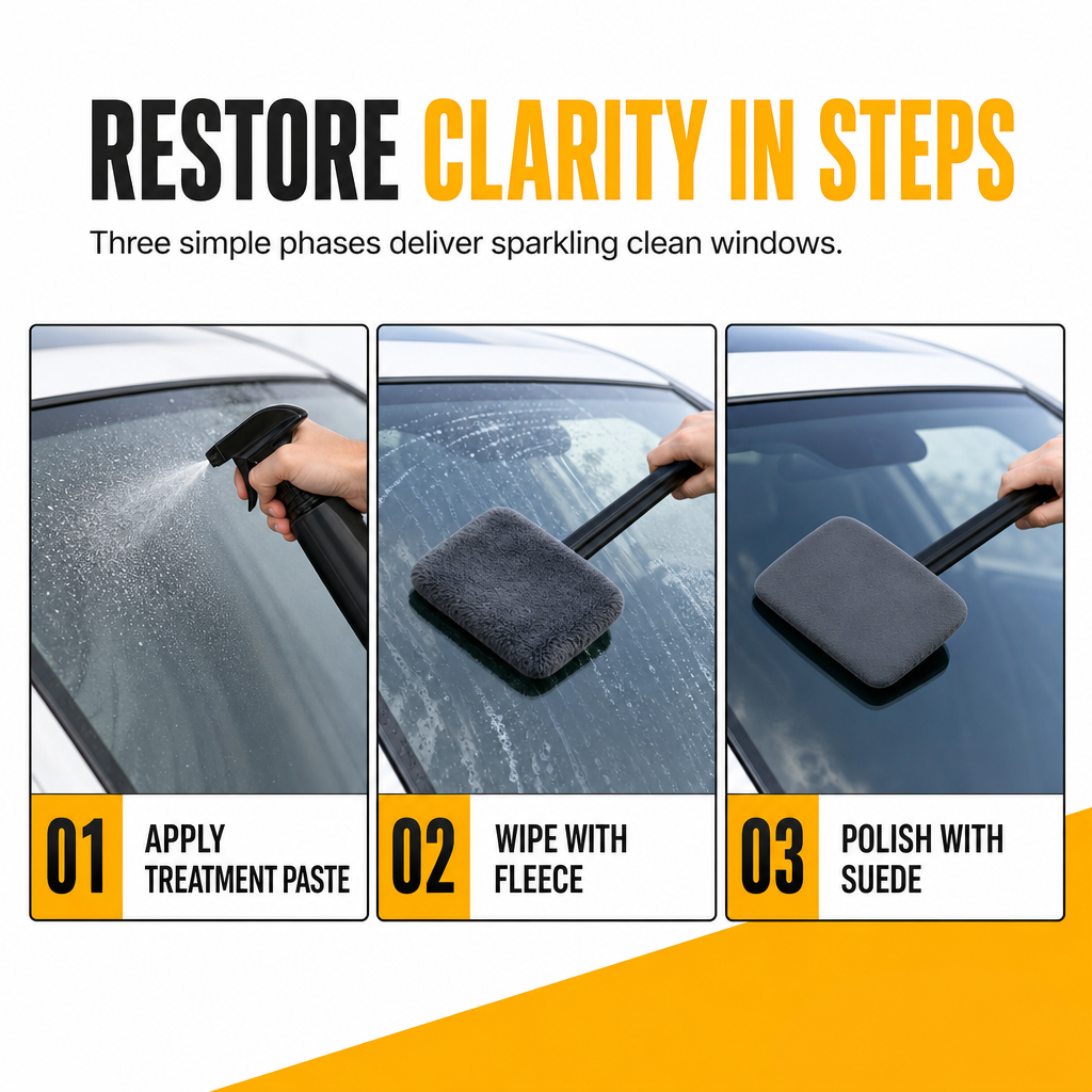 🚗Car Windshield Cleaning Brush – Extended Long Handle Double-Sided Window Cleaner, Reach Deep Corners, 4 Kit Options for Interior Auto Glass