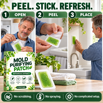🧪 6Pcs Mold Purifying Patches – Botanical Mildew Removal Pads, Long Lasting Mold Inhibitor for Bathroom, Kitchen, Wall Corners & Damp Hidden Spots